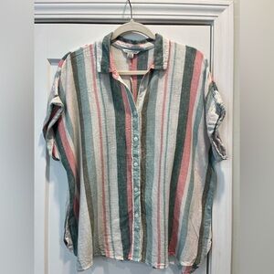 American Eagle Striped Linen Top